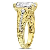 Lab Created Moissanite Elongated Cushion Ring 10K Yellow Gold