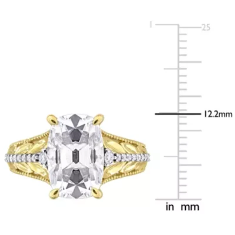Lab Created Moissanite Elongated Cushion Ring 10K Yellow Gold