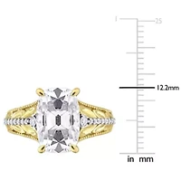 Lab Created Moissanite Elongated Cushion Ring 10K Yellow Gold