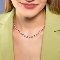 Created Gemstone Necklace Sterling Silver