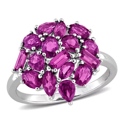 Multi-Shaped Rhodolite Cluster Cocktail Ring