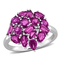 Multi-Shaped Rhodolite Cluster Cocktail Ring