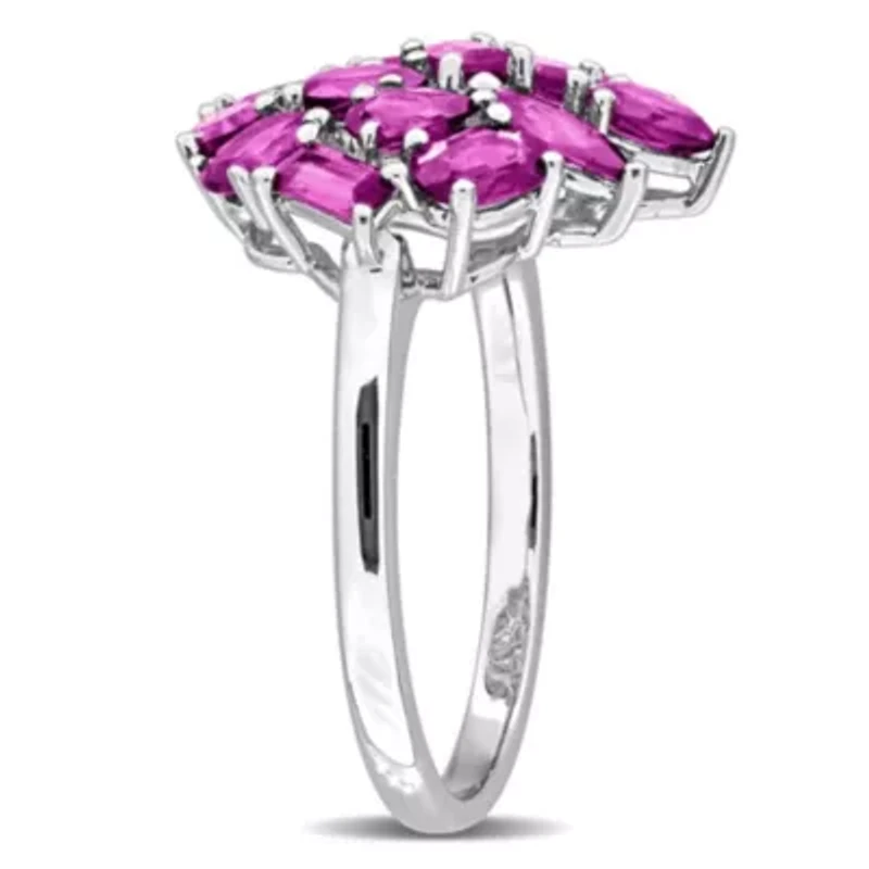 Multi-Shaped Rhodolite Cluster Cocktail Ring