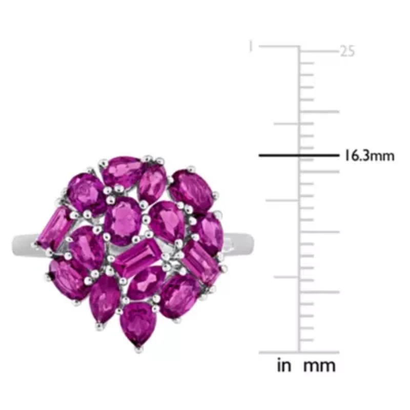 Multi-Shaped Rhodolite Cluster Cocktail Ring