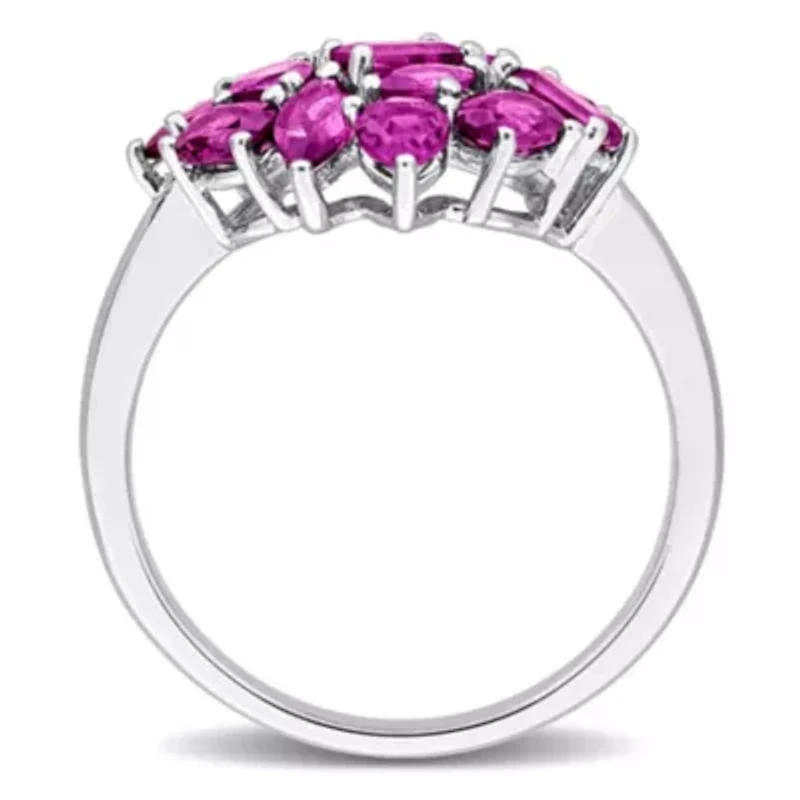 Multi-Shaped Rhodolite Cluster Cocktail Ring