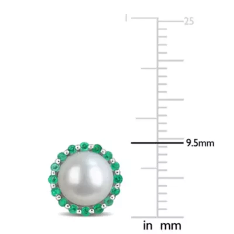 7-7.5 mm Freshwater Cultured Pearl & Gemstone Earrings Sterlling Silver