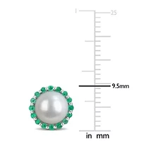 7-7.5 mm Freshwater Cultured Pearl & Gemstone Earrings Sterlling Silver