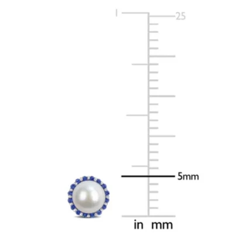 7-7.5 mm Freshwater Cultured Pearl & Gemstone Earrings Sterlling Silver