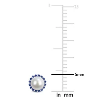 7-7.5 mm Freshwater Cultured Pearl & Gemstone Earrings Sterlling Silver