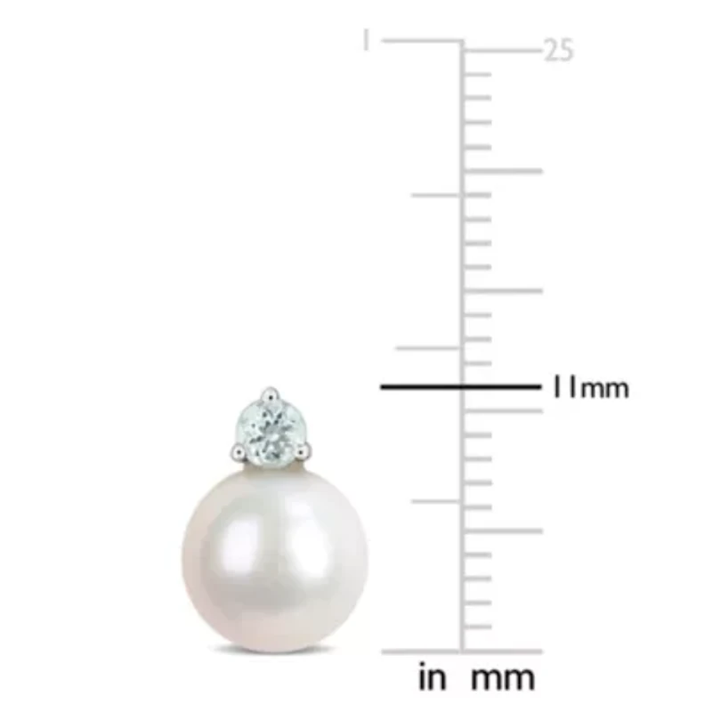 7-7.5 mm Freshwater Cultured Pearl and Gemstone Drop Earrings 14k White Gold