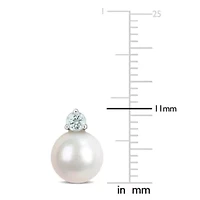 7-7.5 mm Freshwater Cultured Pearl and Gemstone Drop Earrings 14k White Gold