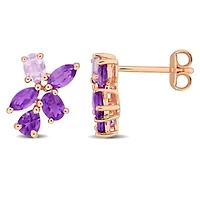 Gemstone Cluster Drop Earrings