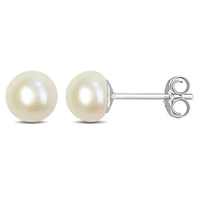 6-6.5 mm Freshwater Cultured Pearl Button Earrings