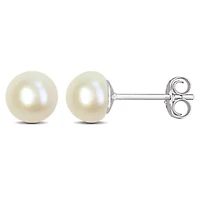 6-6.5 mm Freshwater Cultured Pearl Button Earrings