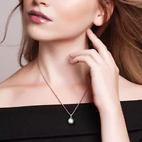 8-8.5 mm Freshwater Cultured Pearl & Gemstone Pendant with Chain Sterling Silver