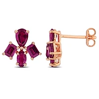 Gemstone Floral Drop Earrings