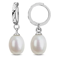 7–8mm Freshwater Cultured Pearl Huggie Drop Earrings