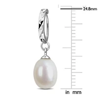 7–8mm Freshwater Cultured Pearl Huggie Drop Earrings