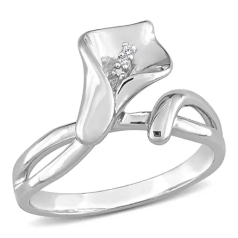 Diamond Calla Lilly Ring Sterling Silver