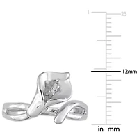 Diamond Calla Lilly Ring Sterling Silver