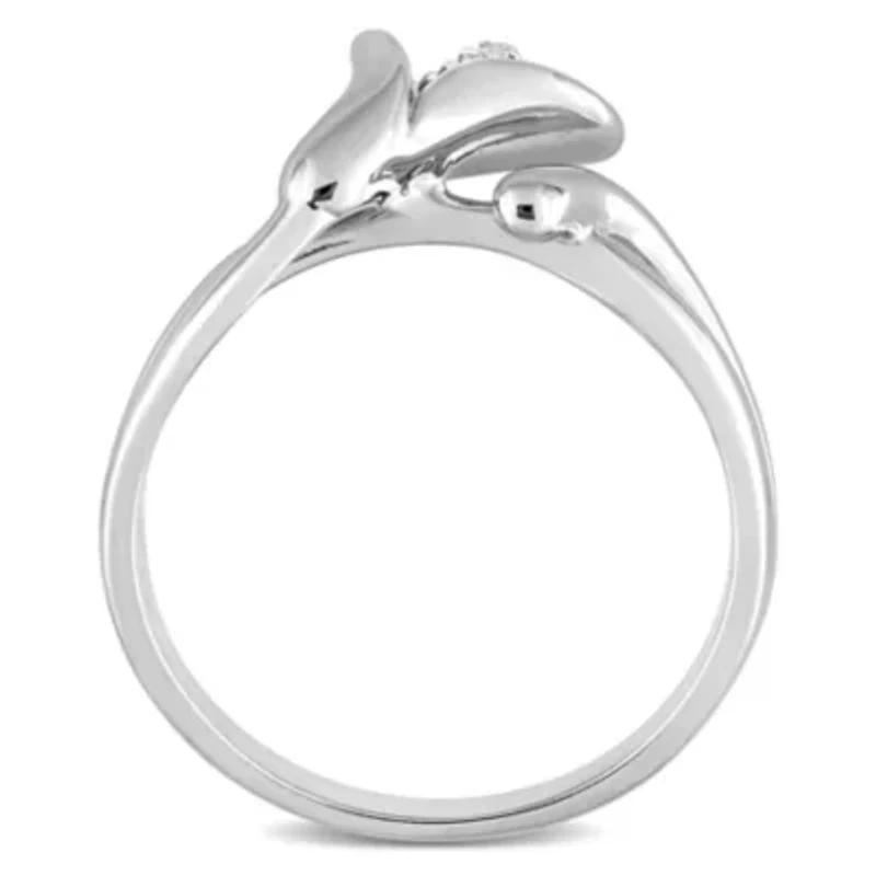 Diamond Calla Lilly Ring Sterling Silver
