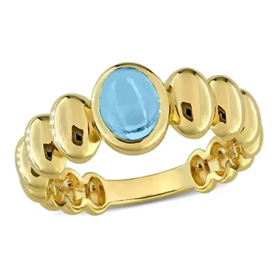 Lab Created Color Gemstone Oval Beaded Ring