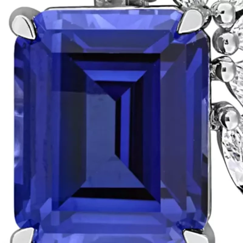 Lab Created Gemstone Cluster Stud Earrings Sterling Silver