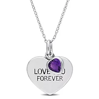 Gemstone "Love You Forever" Heart Pendant with Chain
