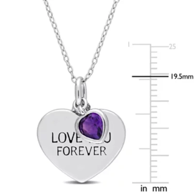Gemstone "Love You Forever" Heart Pendant with Chain