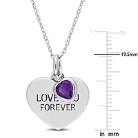 Gemstone "Love You Forever" Heart Pendant with Chain