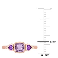 Three-Stone Gemstone Ring 10K Gold