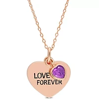 Gemstone "Love Forever" Heart Pendant with Chain
