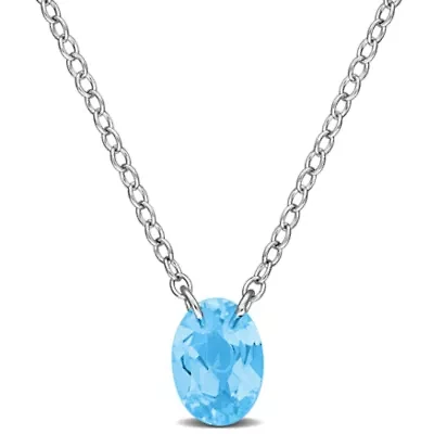Color Gemstone Solitaire Oval Necklace