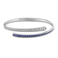 Lab Created Gemstone Wrap Bangle Sterling Silver