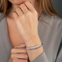 Lab Created Gemstone Wrap Bangle Sterling Silver