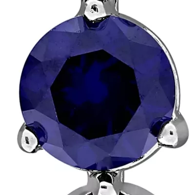 Lab Created Gemtone & White Sapphire Drop Earrings Sterling Silver