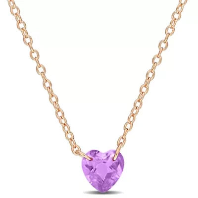 Color Gemstone Solitaire Heart Necklace