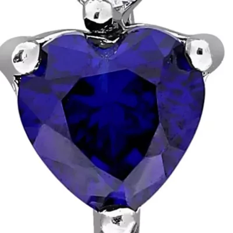 Lab Created Gemstone & White Sapphire Linear Drop Heart Earrings Sterling Silver