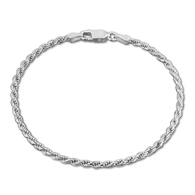 2.4MM Diamond Cut Rope Chain Bracelet Sterling Silver