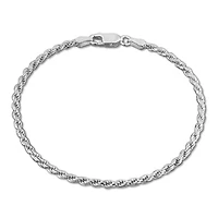 2.4MM Diamond Cut Rope Chain Bracelet Sterling Silver