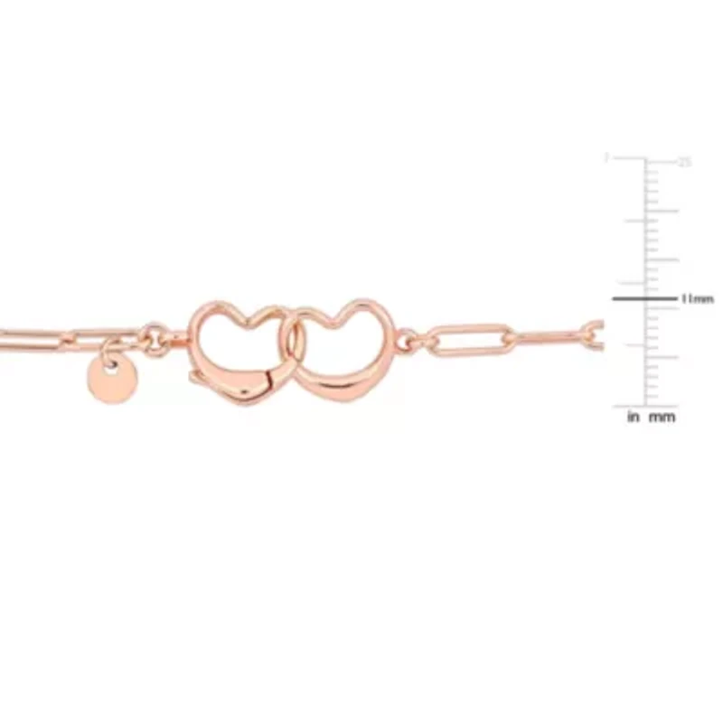 Lock & Key Charm Paperclip Chain Necklace Anklet Set Rose Plated Sterling Silver