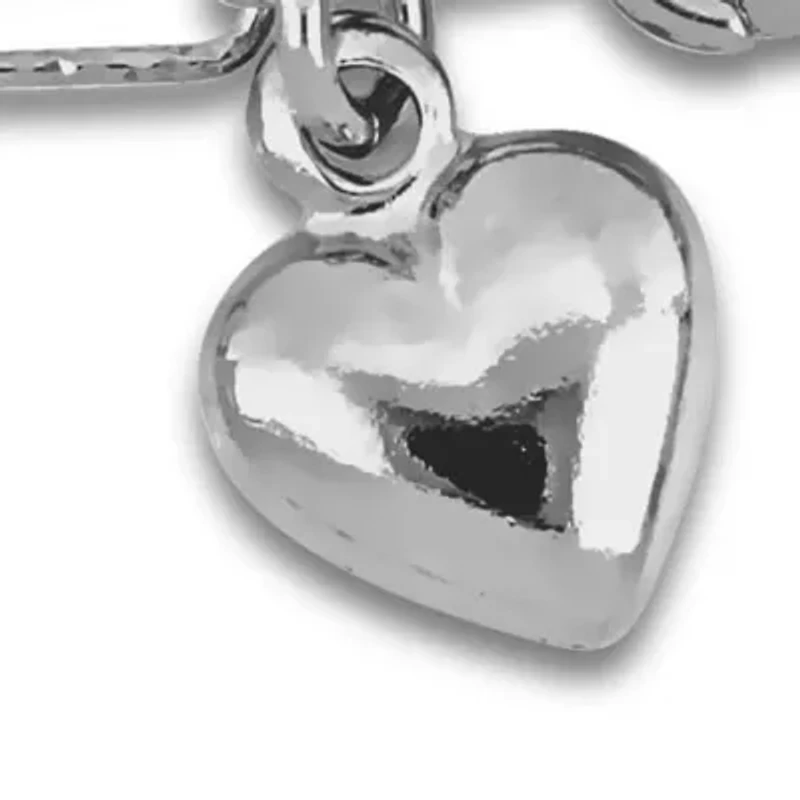 3MM Fancy Cut Oval Link Heart Anklet