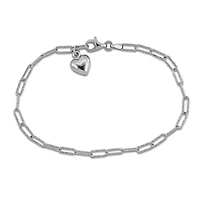 3MM Fancy Cut Oval Link Heart Anklet