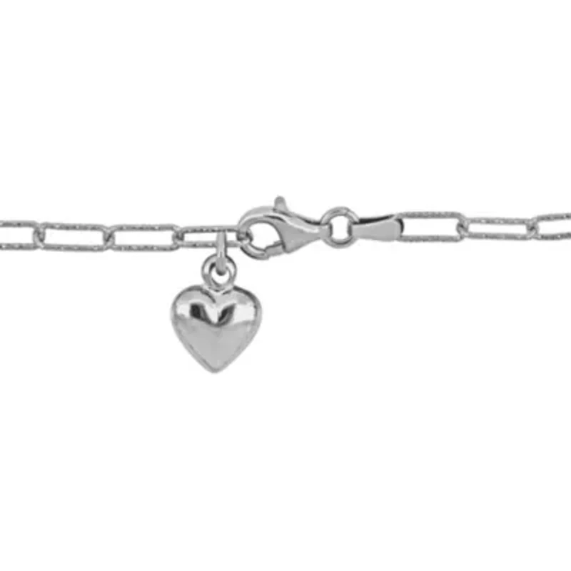3MM Fancy Cut Oval Link Heart Anklet
