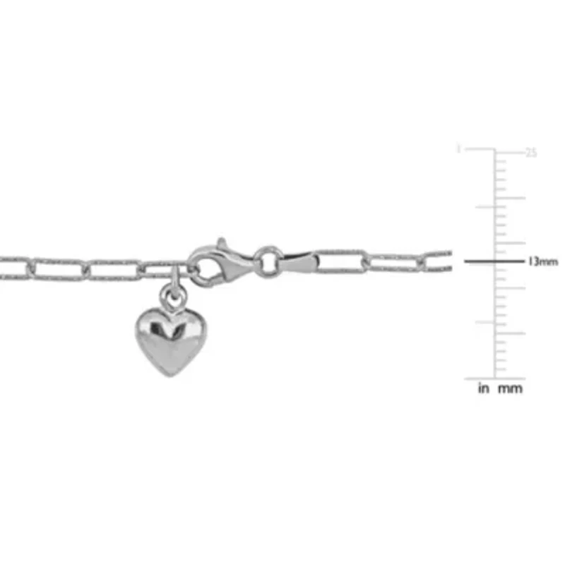 3MM Fancy Cut Oval Link Heart Anklet