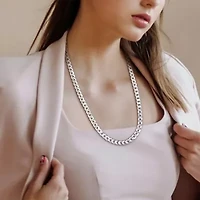 5.3mm Flat Curb Link Necklace Sterling Silver