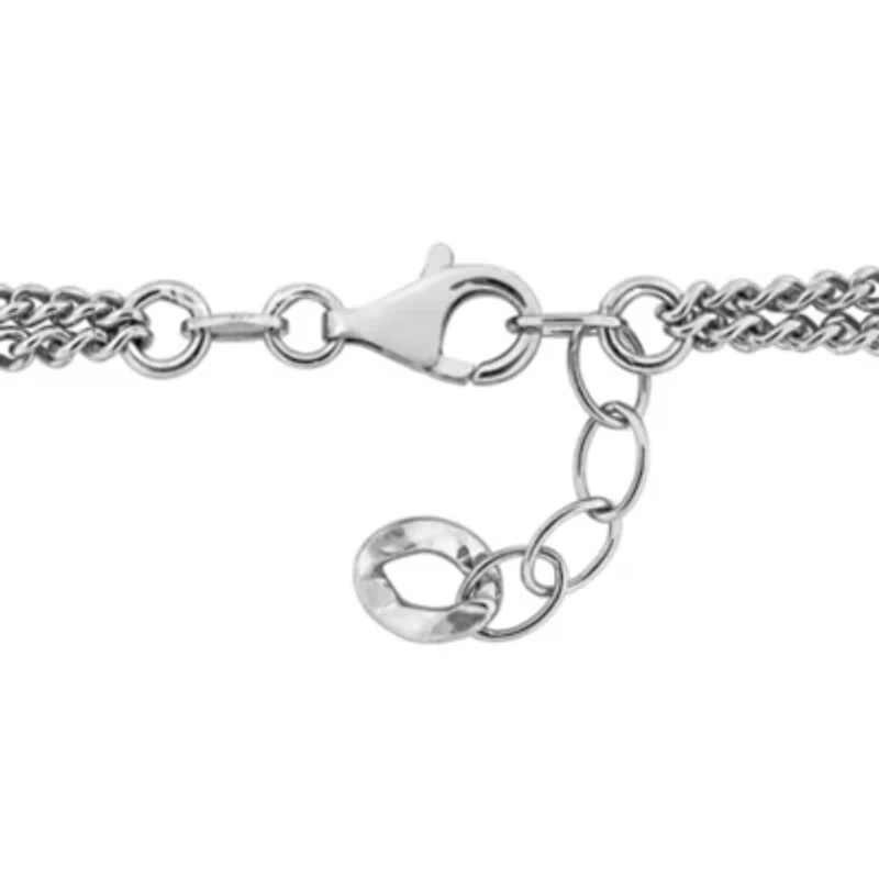 Double Row 2.4MM & 6.3MM Hammered Curb Link Bracelet
