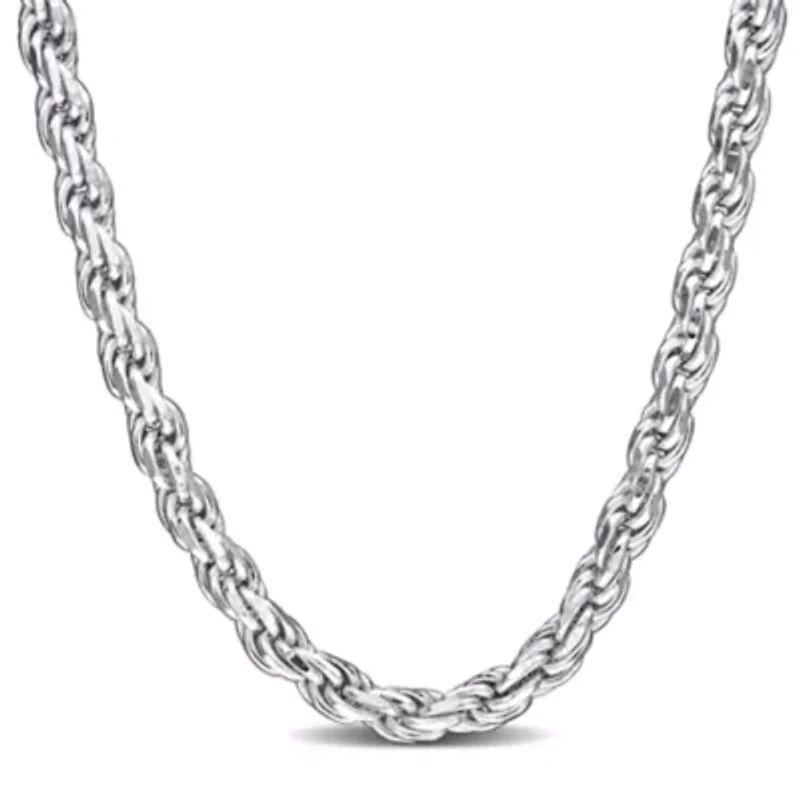 2.4MM Diamond Cut Rope Chain Necklace Sterling Silver