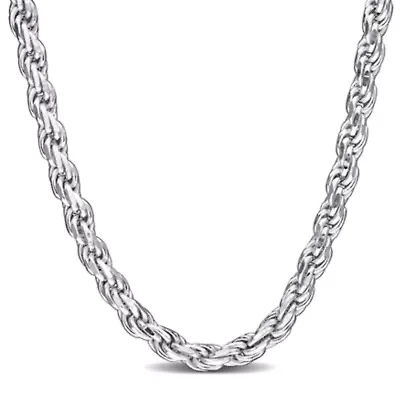 2.4MM Diamond Cut Rope Chain Necklace Sterling Silver