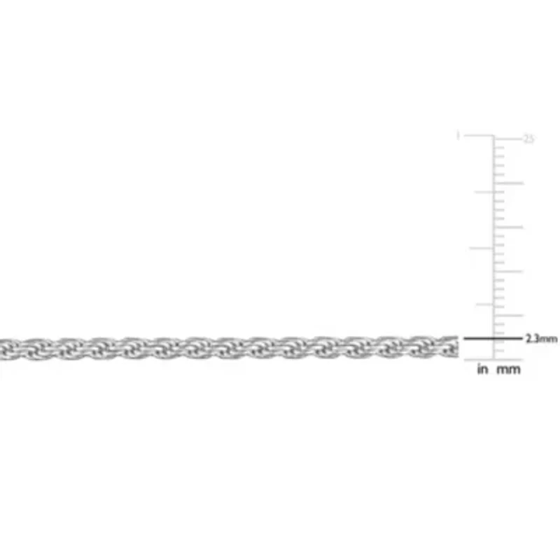 2.4MM Diamond Cut Rope Chain Necklace Sterling Silver